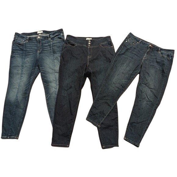 Lane Bryant Denim - Lane Bryant Jeans Plus 18 2X Dark Wash Skinny Stretch Denim Bundle Lot 3 Pairs